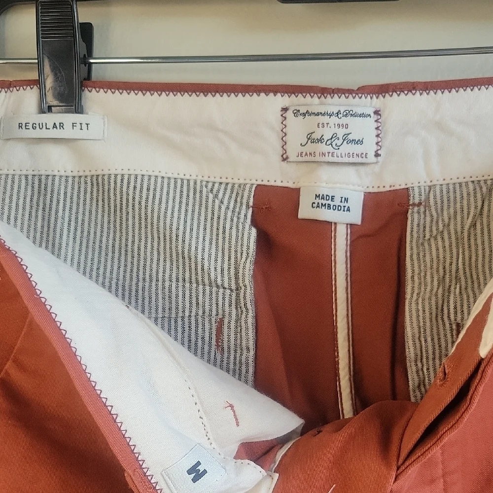 Jack & Jones Orange Flat Front Shorts Casual Style
